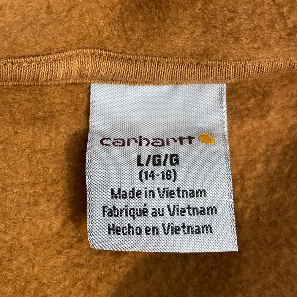 Carhartt Boys Brown Logo Graphic Hooded Sweatshirt Fleece Hoodie‎ Size L 14-16